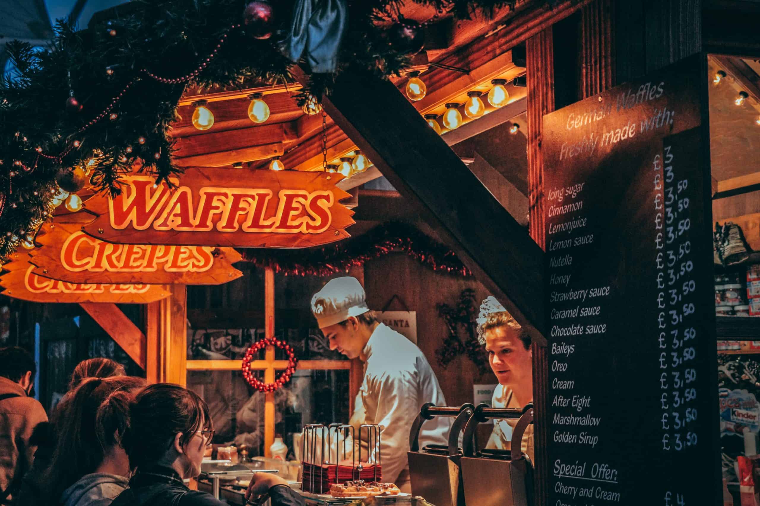 Waffle stall in a German Christmas Market