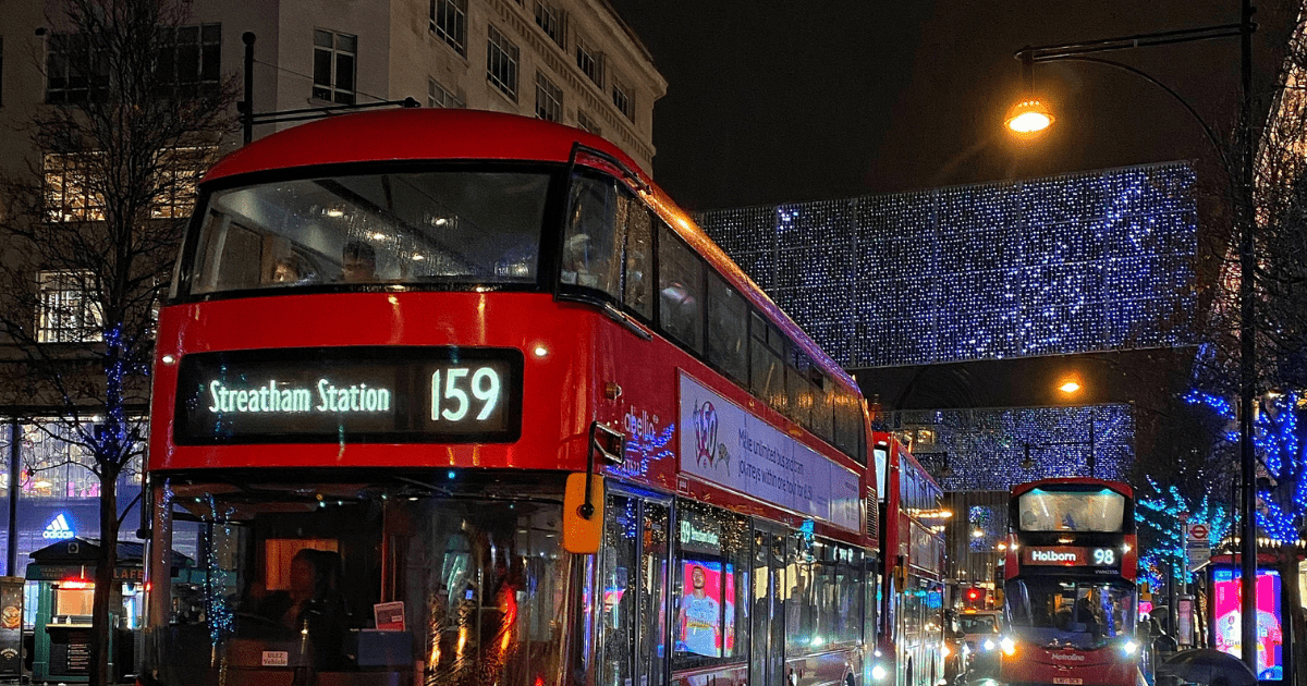 London busses at christmas