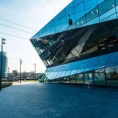 Modern London Mutual Credit Union office with cityscape background.